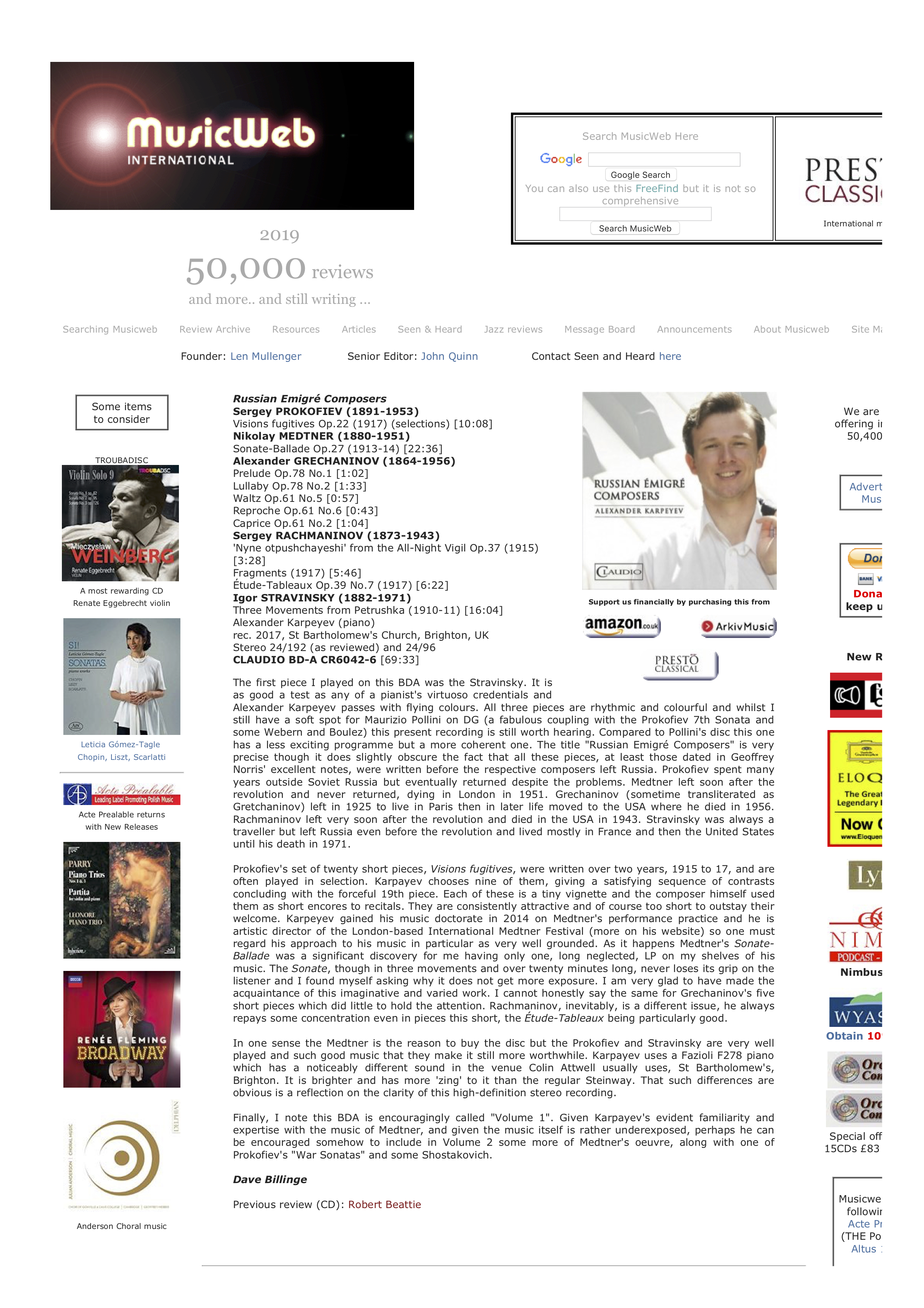MusicWeb Dec 2018